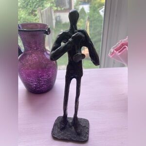 Bronze Brutalist Midcentury Sculpture Musician